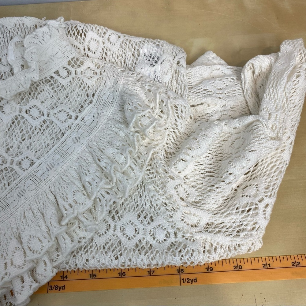 MAJE • Limba open knit high neck ruffle crochet sweater in ecru - Picture 13 of 16